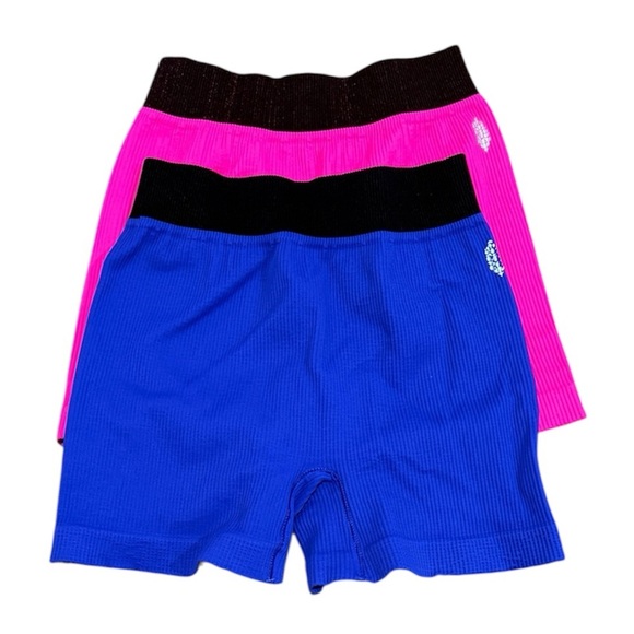 2pc Free People Movement Prajna Malibu Pink Blue Shorts Sz M L Yoga Running Gym - Picture 1 of 8